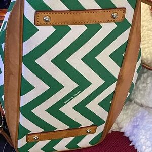 Green and white Chevron Dooney & Bourke purse. It is a reposh.